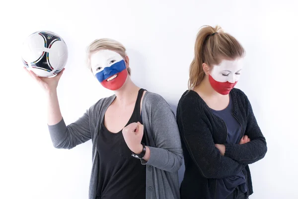 stock image Football soccer fans winner vs loser