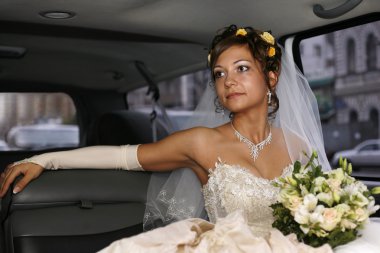 Bride in car clipart