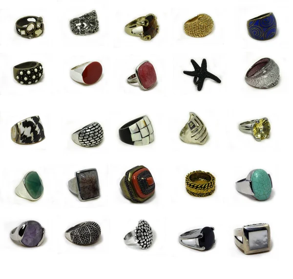 Kolekce dámské prsteny — Stock fotografie