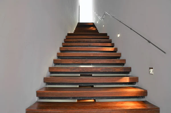 Light at the end of the wooden stairs — Stock Photo, Image