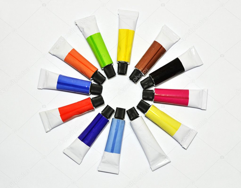 Tubes of paint in a circle