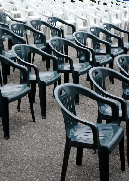 stock image Rows of plastic chair ready for a show