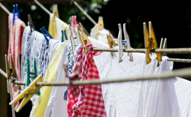 Washing on the line clipart