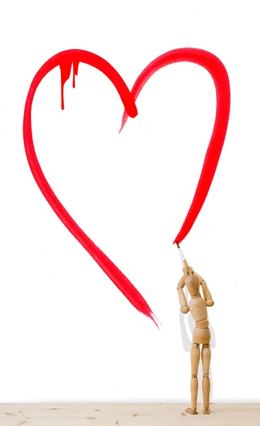 Bir kalp çizim manken Stok Fotoğraf