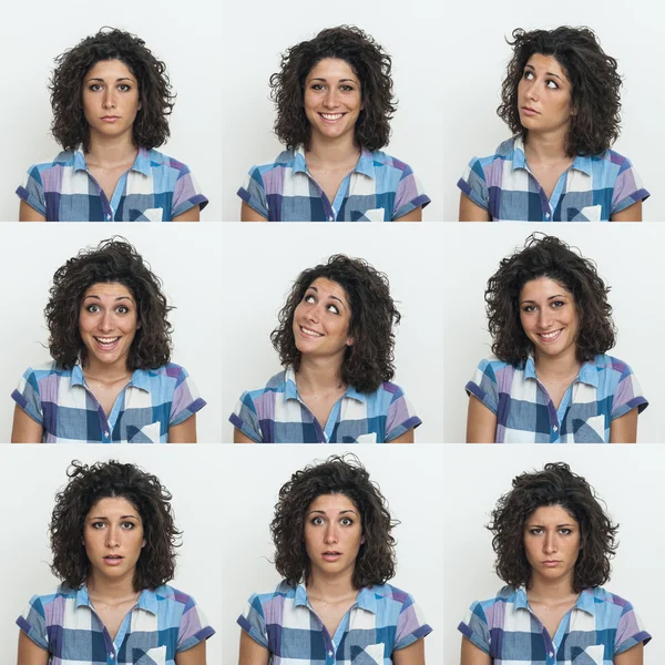 stock image Young girl collection of expressions on white background