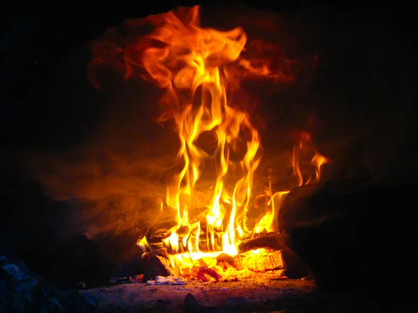 Leña de fuego en el horno —  Fotos de Stock