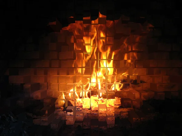 Flamme im Ofen — Stockfoto