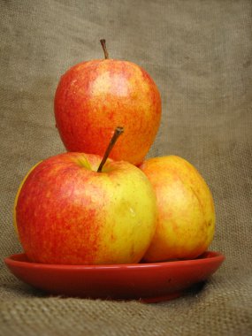 Apple on the brown background clipart