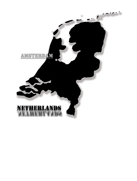 荷兰的黑色地图 — 图库照片