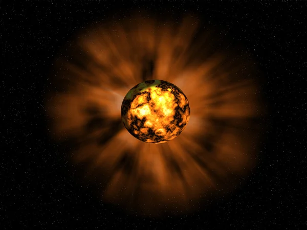 Explosion on the planet — Stock Photo, Image