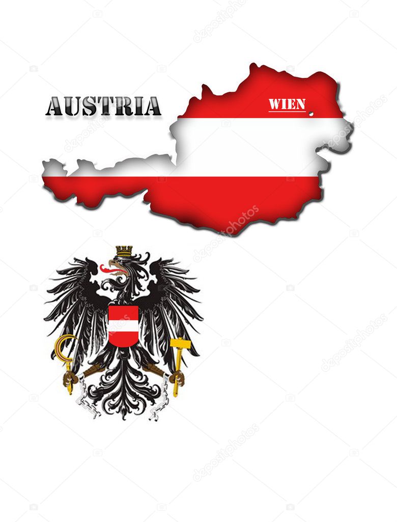 The map and the arms of Austria