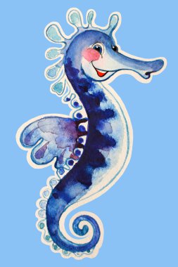 Cute cartoon seahorse clipart