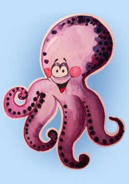 Cute cartoon octopus clipart