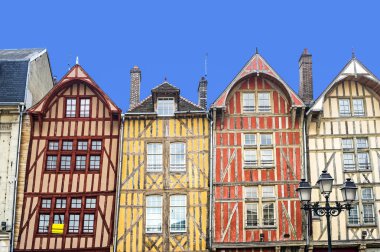 Troyes, colorful half-timbered houses clipart