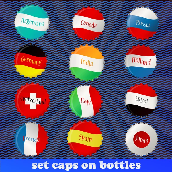 Collection of bottle caps — Stock Vector