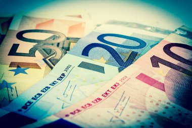 Close-up of Euro banknotes clipart