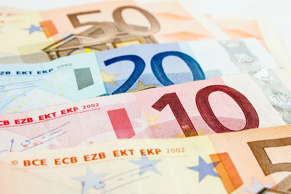 Närbild av eurosedlar — Stockfoto
