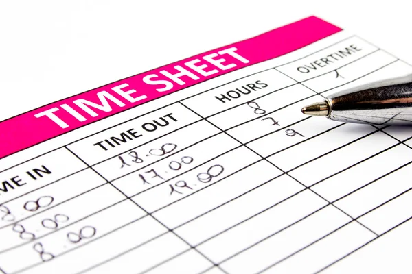 Filling Time Sheet with hours — Stock Photo, Image