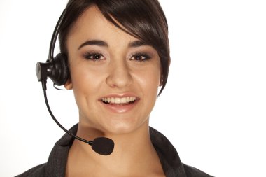 Smiling woman on telephone clipart