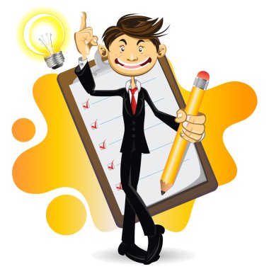 Smart Businessman Done With His Checklist clipart