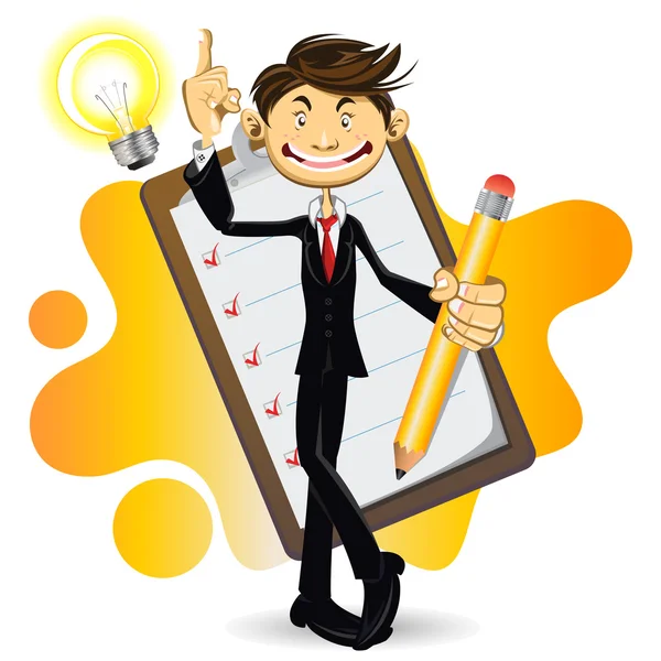 Smart Businessman Done With His Checklist — Stock Vector