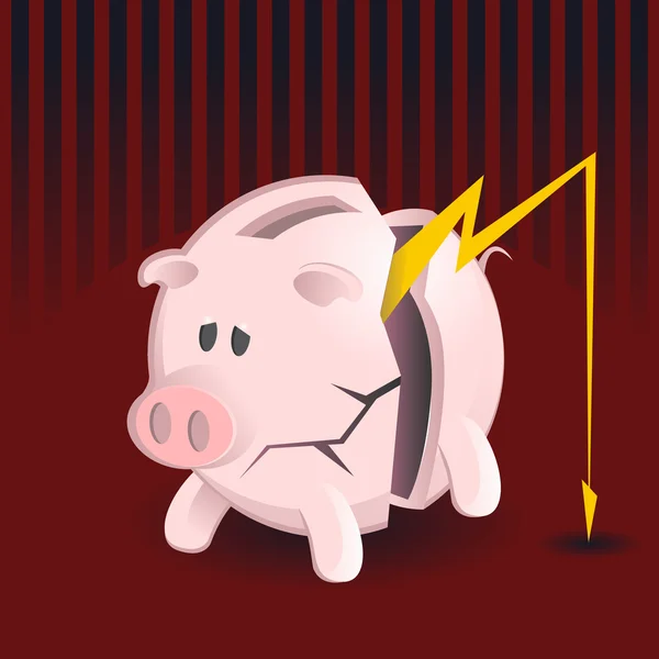 Bancarrota Piggy Banks — Vector de stock