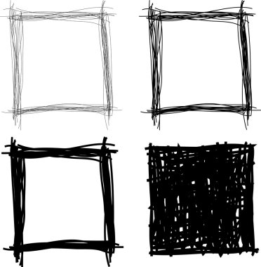 Set of hand drawn borders, abstract vector illustration clipart