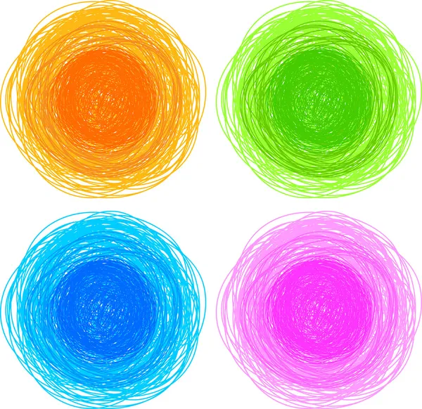 Pencil colorful hand drawn circles — Stock Vector