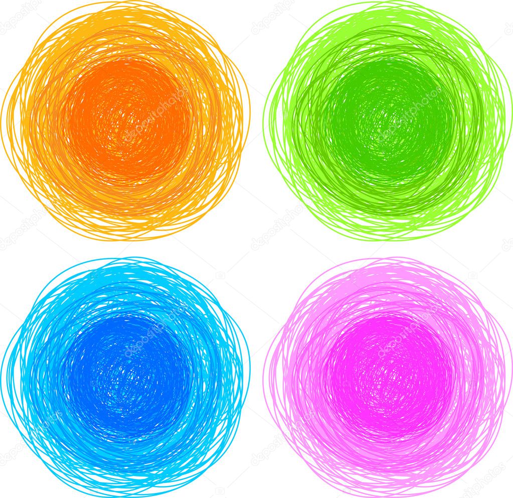 Pencil colorful hand drawn circles