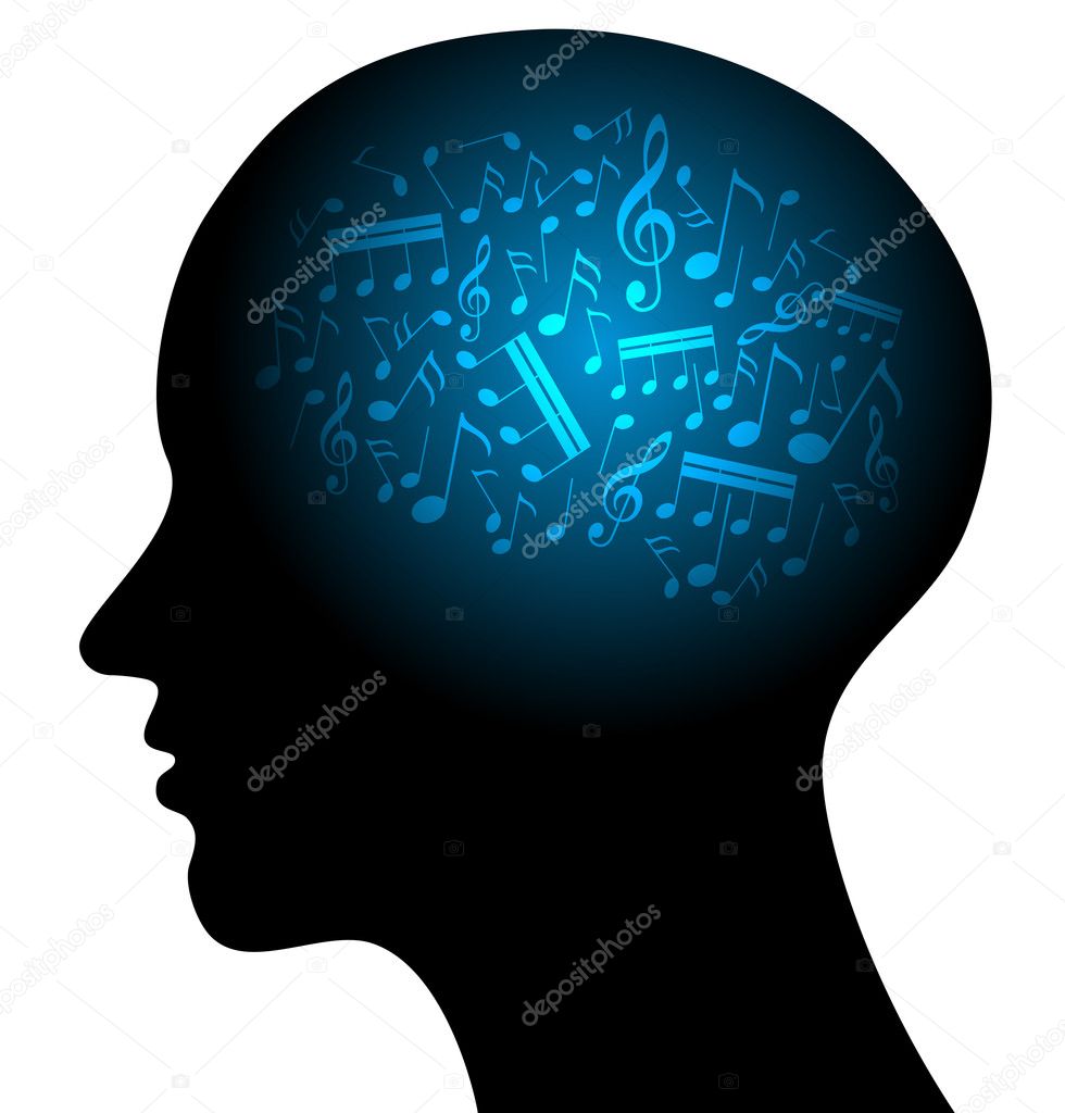 Profile with musical notes, abstract music — Stock Vector © ilyaka ...