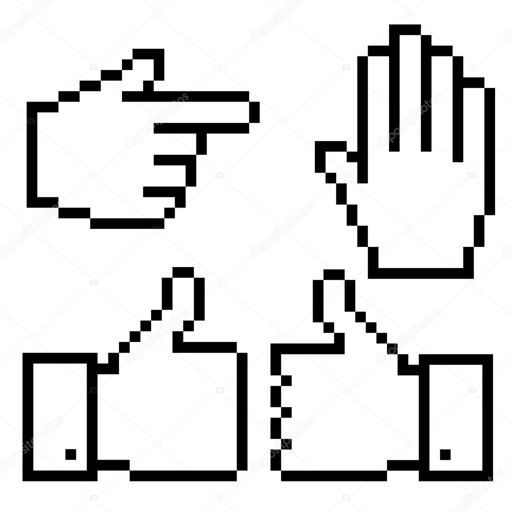 Set of 4 pixelated hand icons, vector Stock Vector Image by ©ilyaka ...