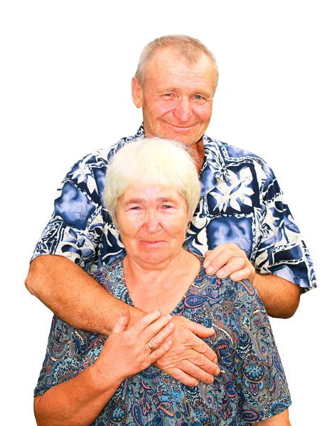 Uśmiechający się para na białym tle — Zdjęcie stockowe