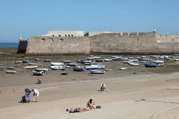 Praia La Caleta em Cádiz, Andaluzia Espanha — Fotografia de Stock