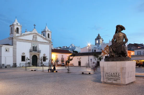 Plaza de Lagos al atardecer, Algarve, Portugal — Foto de Stock