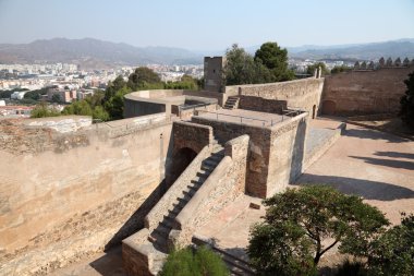 Ramparts of the castle Gibralfaro in Malaga, Andalusia Spain clipart