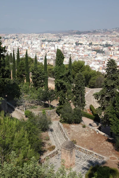 Ciudad de Málaga vista desde el Castillo de Gibralfaro, Andalucía España — Foto de Stock