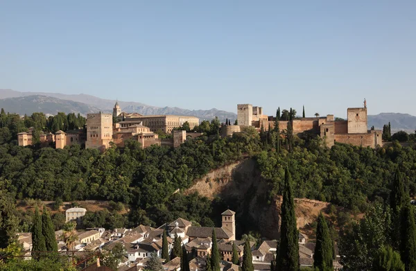 Vista del fortfress dell'Alhambra. Granada, Andalusia Spagna — Foto Stock