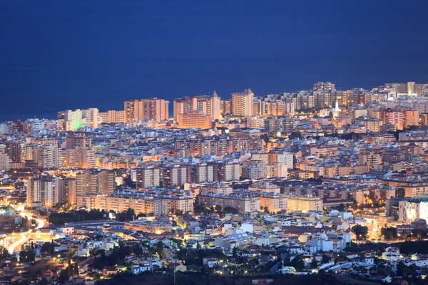 Aerial view of Fuengirola at night, Costa del Sol, Andalusia Spain — Stock Photo, Image