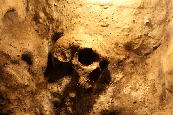 Skull inside of the St. Michales Cave in Gibraltar — Stock Photo, Image