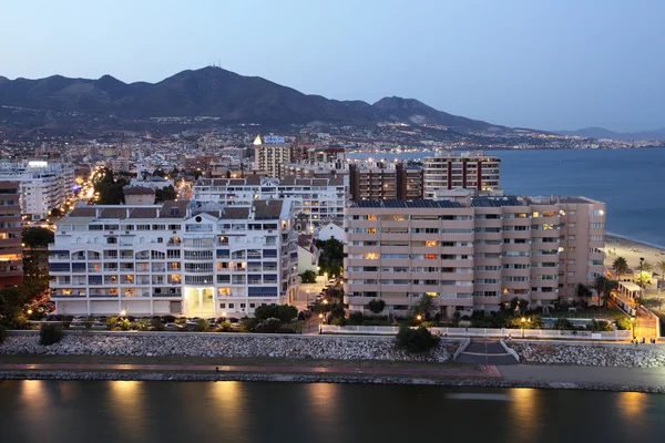 View of town Fuengirola at dusk. Costa del Sol, Andalusia Spain — Stock Photo, Image