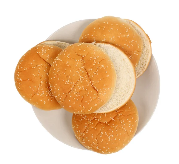 Hamburgerbröd med Sesam isolerade över vit bakgrund — Stockfoto