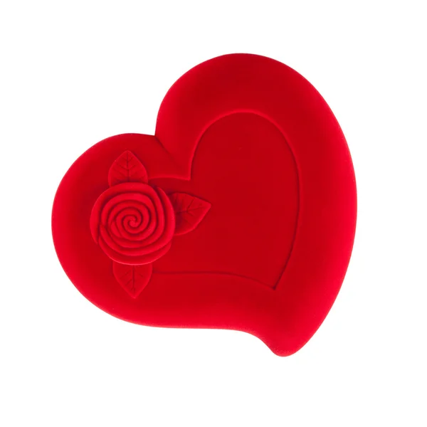Caixão em forma de coração vermelho isolado no fundo branco — Fotografia de Stock