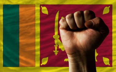 duro puño frente a sri lanka bandera que simboliza el poder