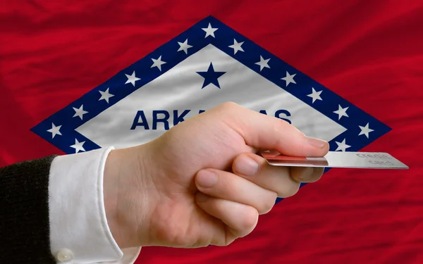 Buying with credit card in us state of arkansas — Stock Photo, Image