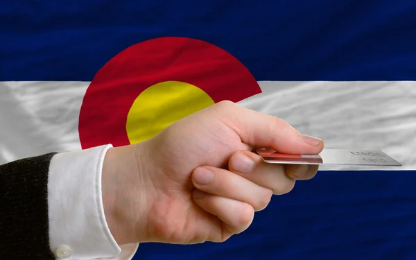 Buying with credit card in us state of colorado — Stock Photo, Image