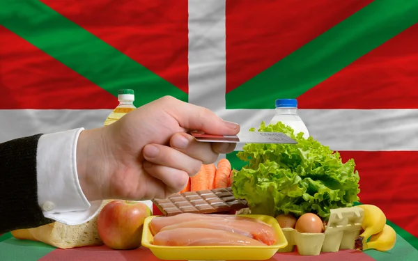 Köpa dagligvaror med kreditkort i baskiska — Stockfoto