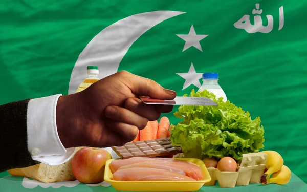 Lebensmittelkauf mit Kreditkarte auf den Komoren — Stockfoto