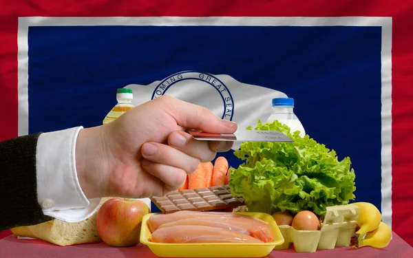 Nákup potravin s kreditní kartou v USA státu wyoming — Stock fotografie
