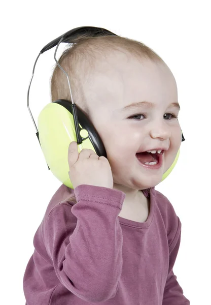 Young child with ear protection — Stock Photo, Image