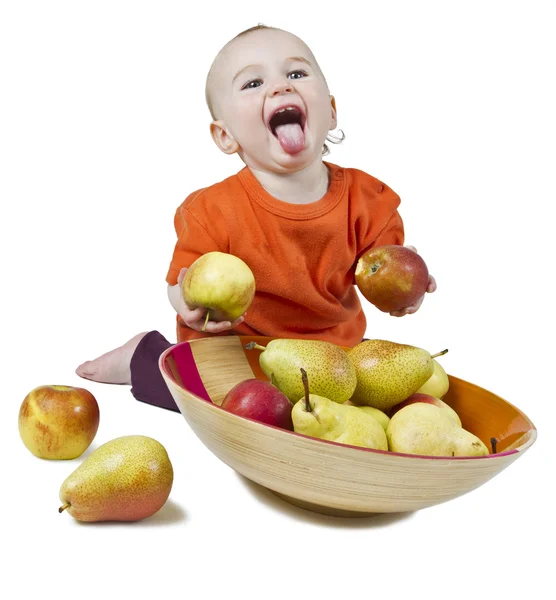 Bebé con manzanas — Foto de Stock